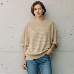 Magaschoni Tunic Top Relaxed Fit Textured Knit Over Sized Boxy Silhouette New